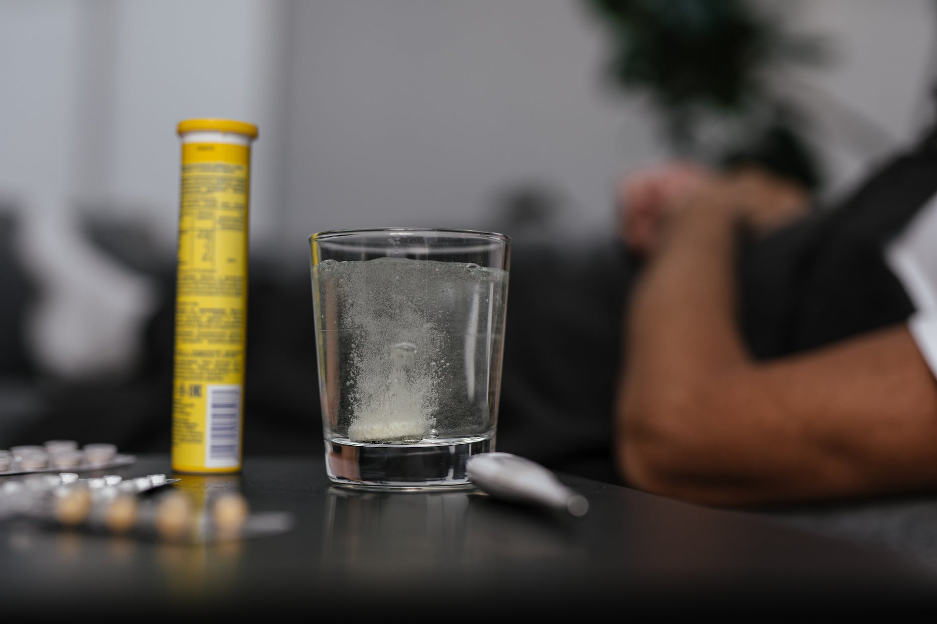drinking glass on table